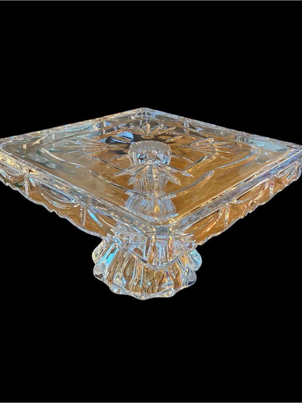 Godinger Clear Glass Pedestal Square Serving Dish